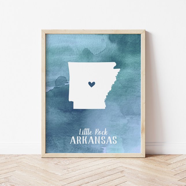 Arkansas Map Blue Watercolor Arte Personalizado (Subido por el creador)