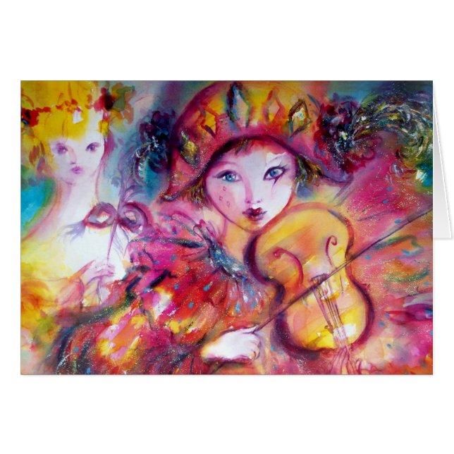 Arlecchino tocando violín y colombina (Anverso (Horizontal))