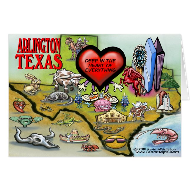 Arlington Texas Cartoon Map (Anverso (Horizontal))