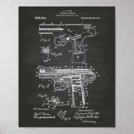 Arma policial 1911 Patente de arte - Chalkboard