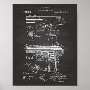 Arma policial 1911 Patente de arte - Chalkboard