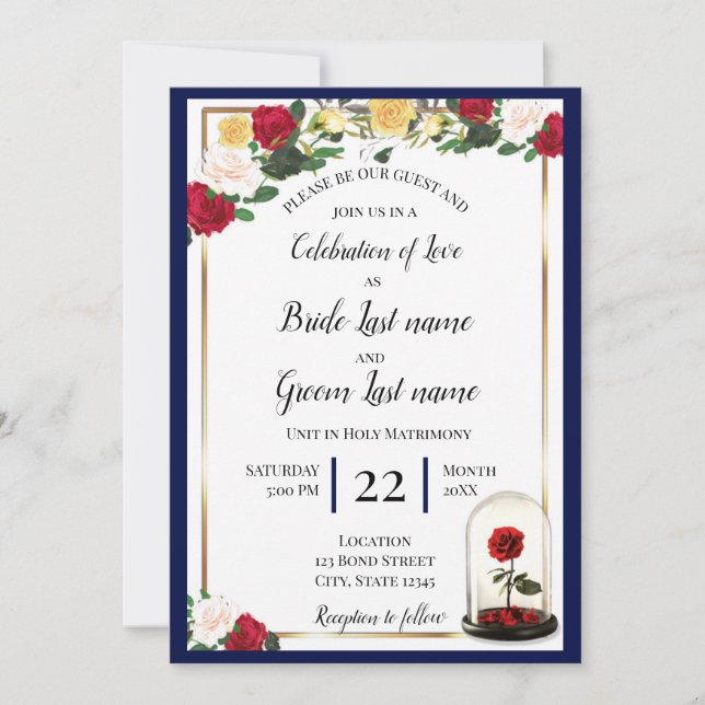 Armada, oro, invitación de rosa rojo (Anverso)