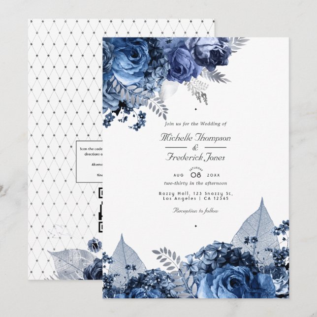 Armada y blanco con invitación a la boda de Reliev (Anverso / Reverso)