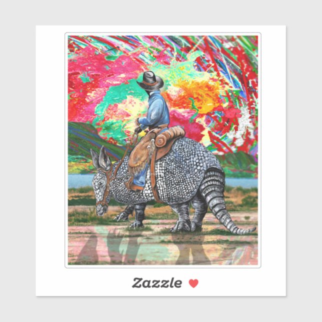 Armadillo Cowboy Personalizado Pegatina de Vinyl d (Hoja)