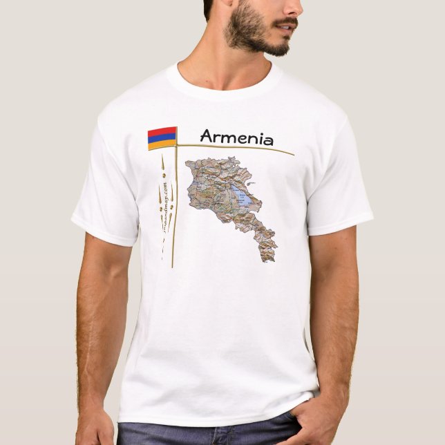 Armenia Mapa + Bandera + Título Camiseta (Anverso)