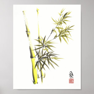 Armonía de bambú suave arte de pincel chino