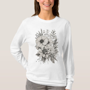 Armonía de la Naturaleza: camiseta de flor de líne