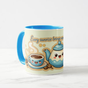 Armonía de mañana azul Taza de inspiración al am