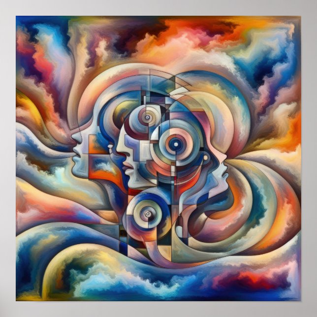 Armonía de mentes - Mujer abstracta - Arte surreal (Frente)
