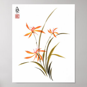 Armonía de Orquídea Salvaje Arte Acuarela