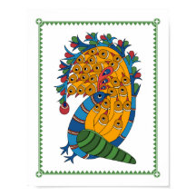 Armonía del pavo real: Poster de arte de Madhubani