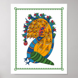 Armonía del pavo real: Poster de arte de Madhubani