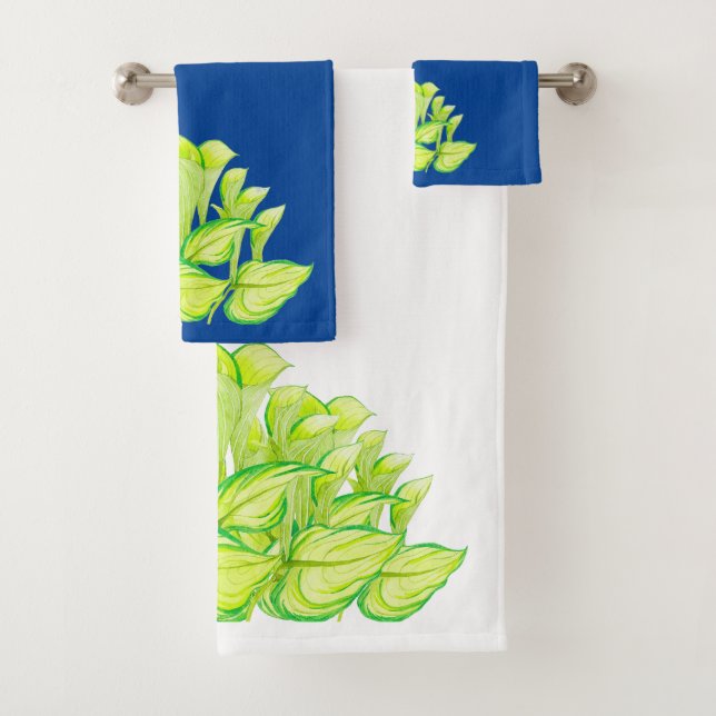 "Armonía en verde" en un juego de toallas de baño (In situ)