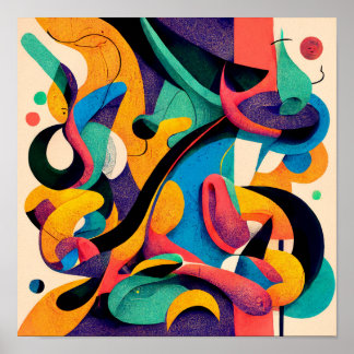 "Armonía geométrica" - Poster de arte digital abst