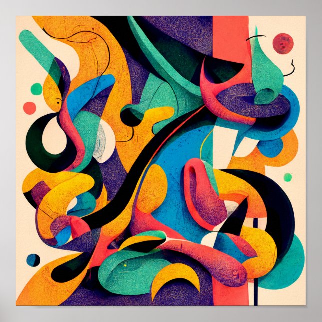 "Armonía geométrica" - Poster de arte digital abst (Frente)