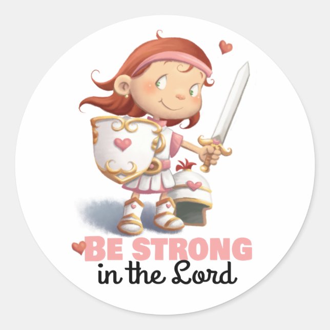 Armor de Dios chica Sé fuerte en el Señor pegatina (Anverso)