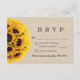 Arpillera elegante de los girasoles que casa RSVP