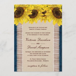 Arpillera, invitación de la boda del girasol del