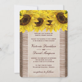 Arpillera, invitación de la boda del girasol del