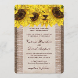 Arpillera, invitación de la boda del girasol del