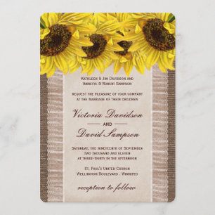 Arpillera, invitación de la boda del girasol del