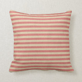Arpillera y almohada roja de la raya