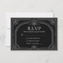 Arqueado Onyx Negro Art Deco RSVP Boda