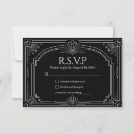 Arqueado Onyx Negro Art Deco RSVP Boda