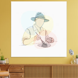 Arqueólogo de una línea de arte continuo