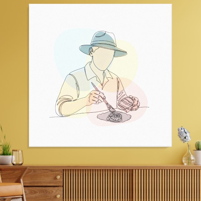 Arqueólogo de una línea de arte continuo (Insitu (Sala de estar))