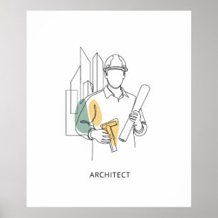Arquitecto simple de una línea de arte continuo