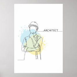 Arquitecto simple de una línea de arte continuo