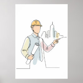 Arquitecto simple de una línea de arte continuo