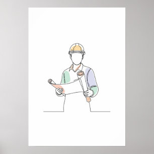 Arquitecto simple de una línea de arte continuo