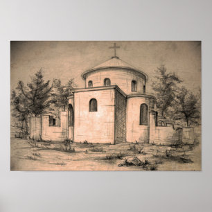 Arquitectura antigua iglesia ortodoxa Dibujo arte