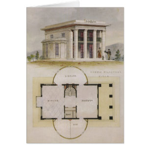 Arquitectura antigua, plano de planta y villa grie