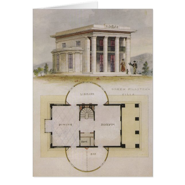 Arquitectura antigua, plano de planta y villa grie (Frente)