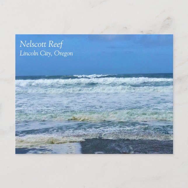 Arrecife de Nelscott, Lincoln City, postal de Oreg (Anverso)