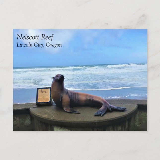 Arrecife de Nelscott, Lincoln City, postal de Oreg (Anverso)