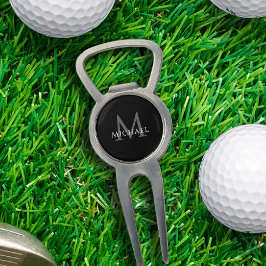 Arreglapiques De Golf Name Initial Black Personalized Groomsmen Favor