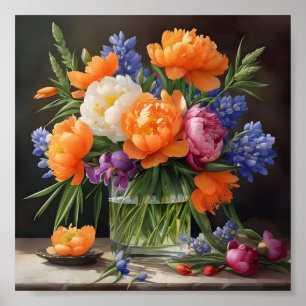 Arreglo de flores de arte poster moderno