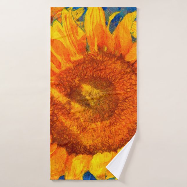 Arreglo de girasoles. imitación al estilo Van Gogh (Toalla de baño)