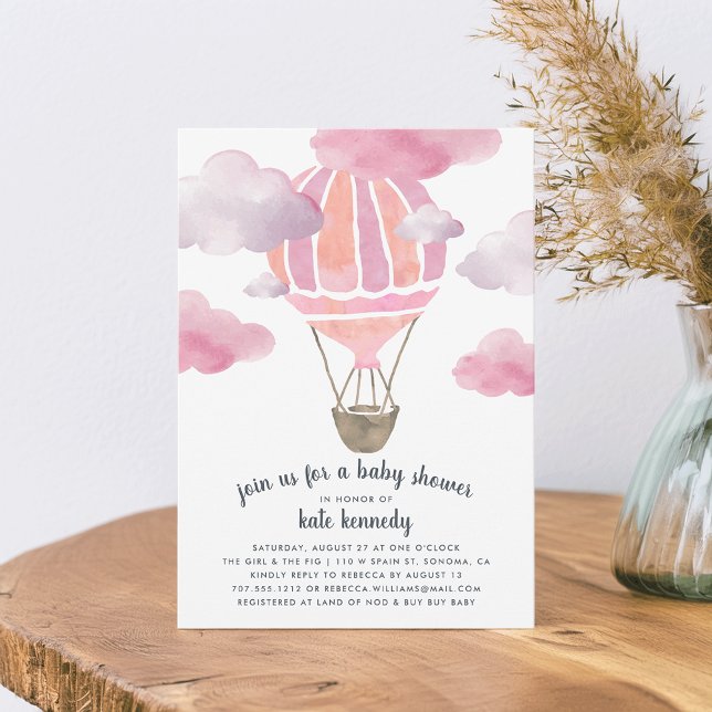 Arriba en la invitación de Air Baby Shower | Rosa (Subido por el creador)