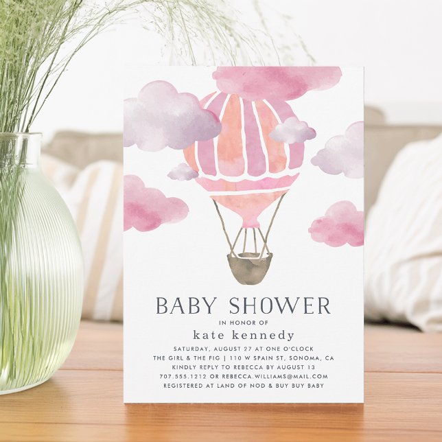 Arriba en la invitación de Air Baby Shower | Rosa (Subido por el creador)