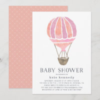 Arriba en la invitación de Air Baby Shower | Rosa
