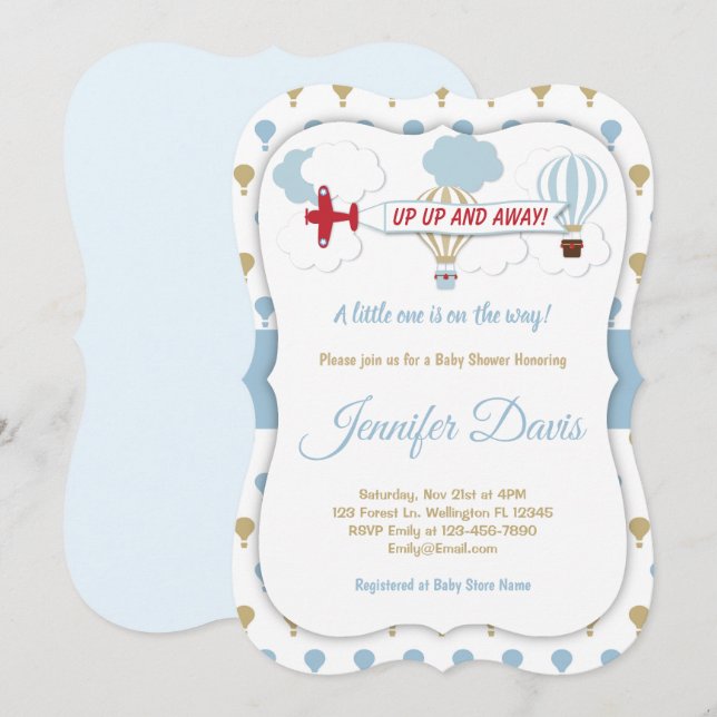 ¡Arriba Y Atrás! Invitación de Baby Shower (Anverso / Reverso)