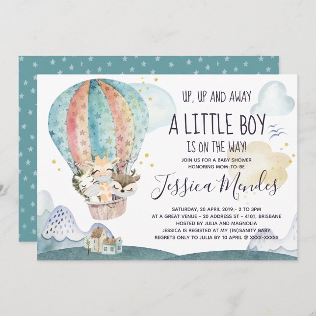 Arriba y lejos los animales masacran la invitación (Anverso / Reverso)