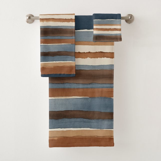 Arrosto denim-azul y rayas marrones (In situ)