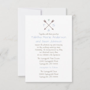 Arrows Blue Heart - Invitación de Boda y Recepción