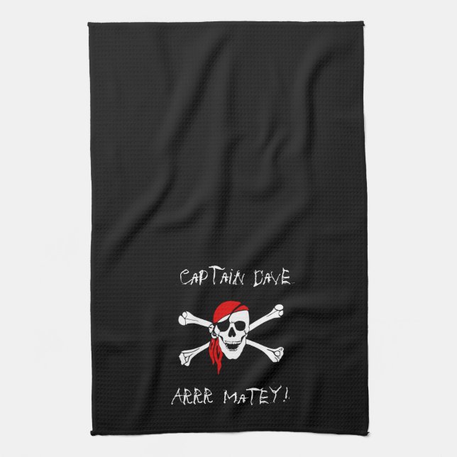 ARRR Matey Personalizado Pirate Kitchen Toalla Neg (Vertical)